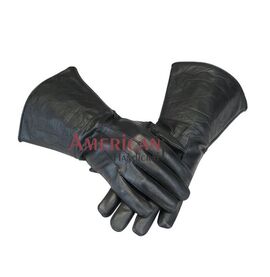 Black Leather Historical Gloves